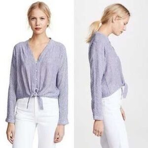 Rails Size medium Lightweight Long Sleeve Blue/White Striped V-Neck shirt top